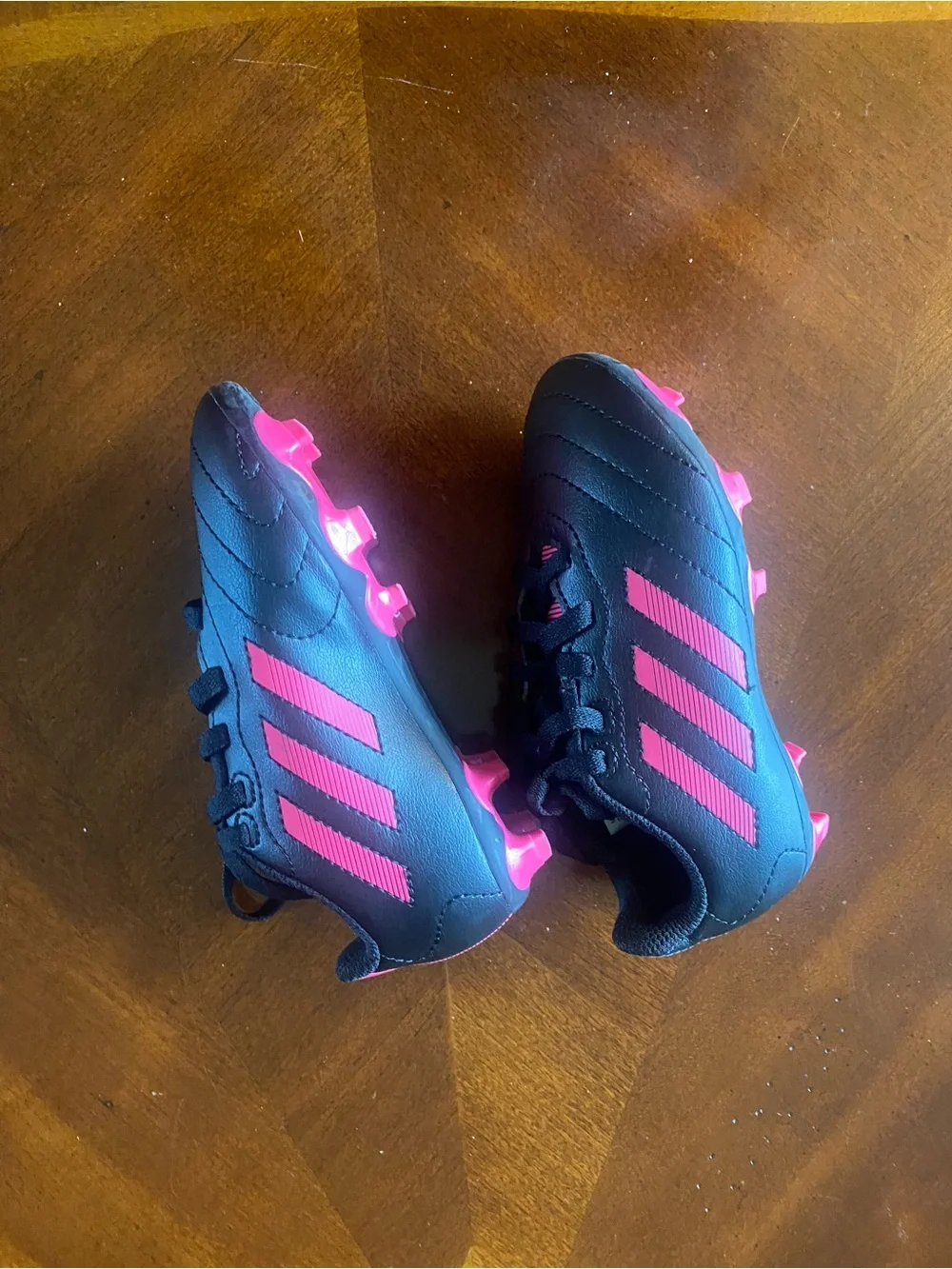 adidas Kids Black and Pink Striped Sneakers